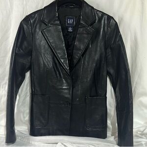 GAP Black Leather Blazer Jacket